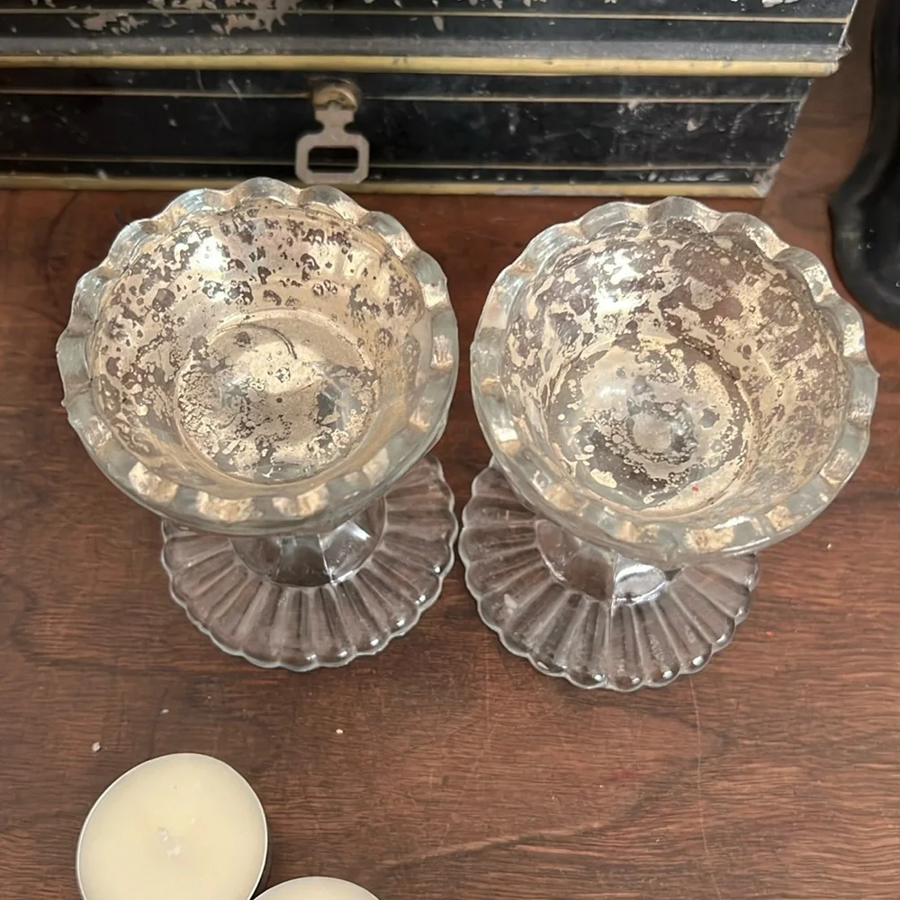 2 | Pottery Barn Glass Tealight Candle Holders